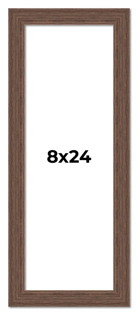 8x24 Wide Barnwood Picture Frame with UV-Resistant Acrylic & Acid Free Backing, Available in 6 Paint Finishes - Grey, Brown, White, and Black